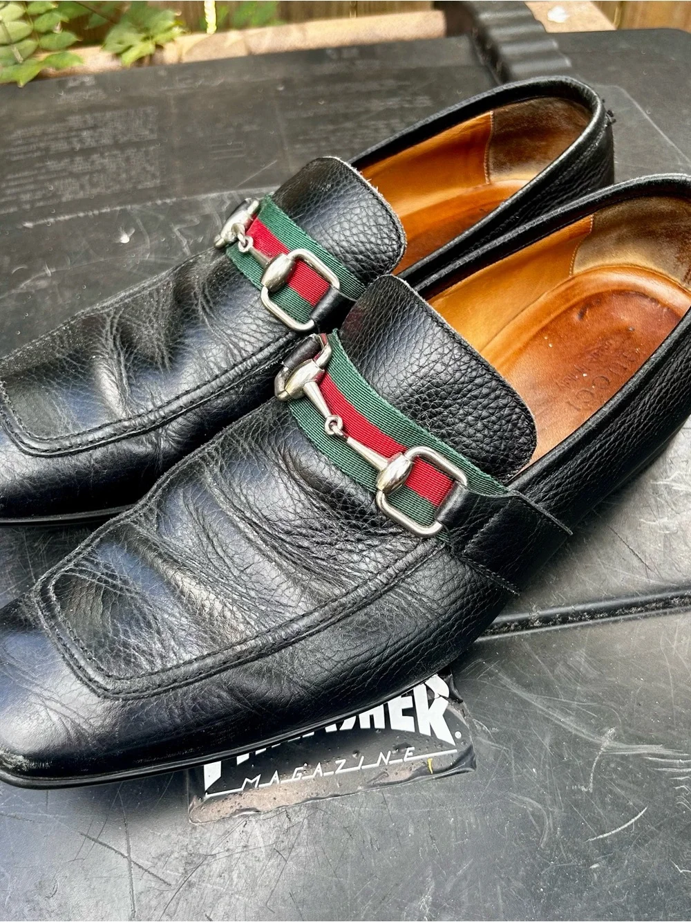 Gucci Black leather horsebit loafer